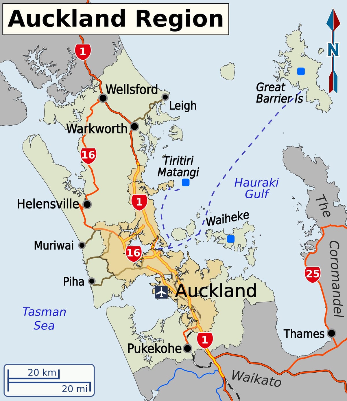 εμφάνιση χάρτη Auckland περιοχή
