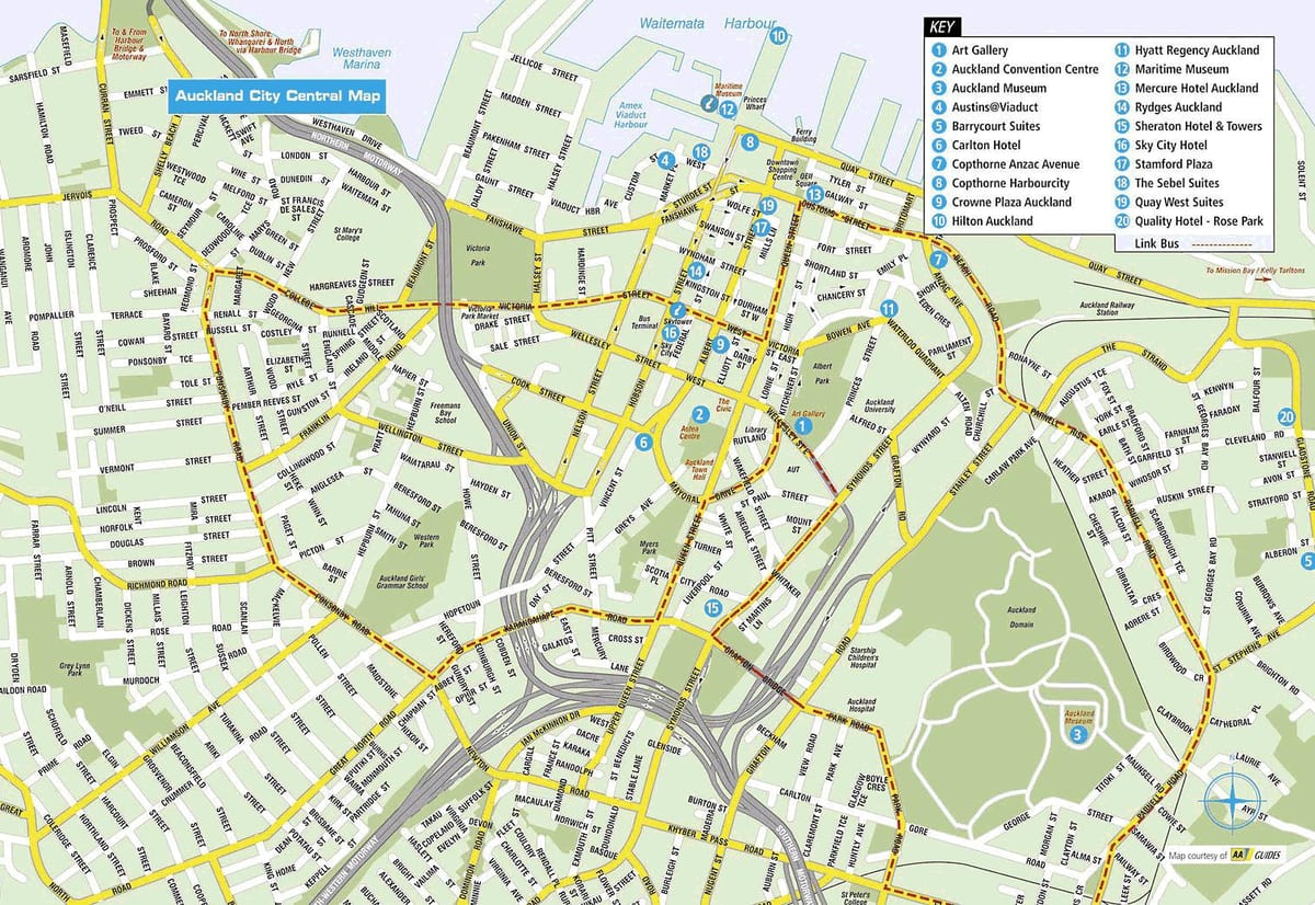 εμφάνιση χάρτη Auckland city centre