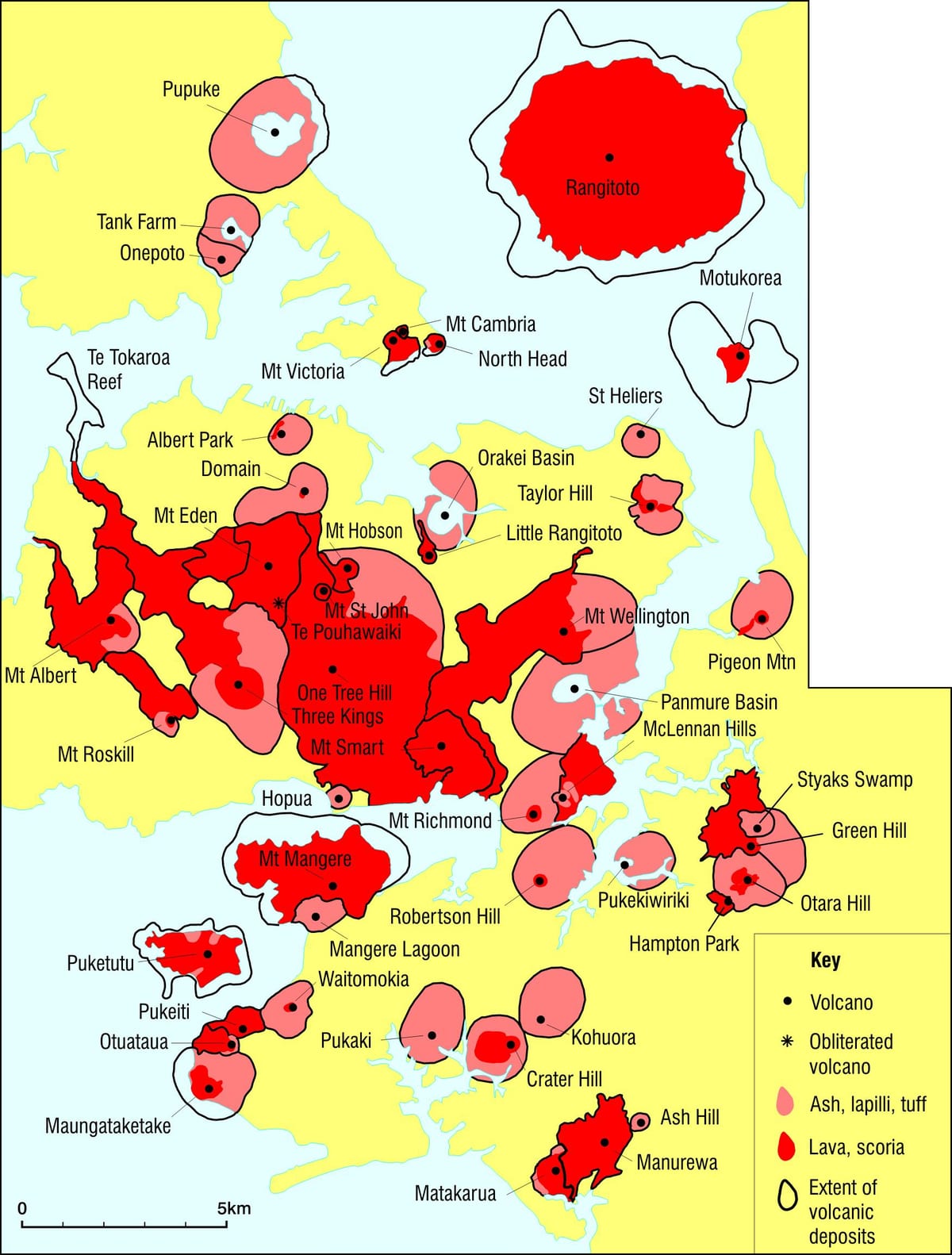 Auckland ηφαίστεια χάρτης