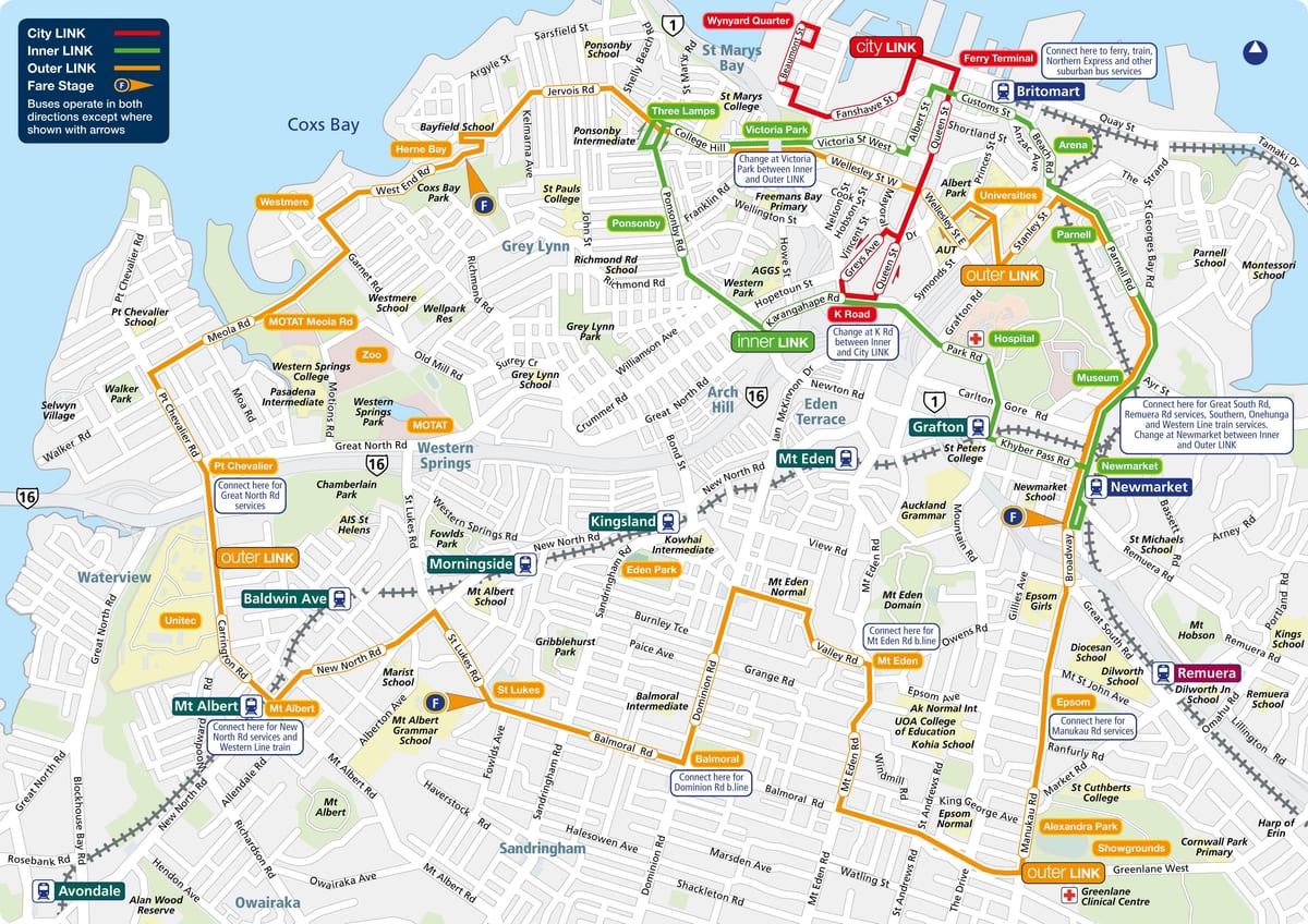 Auckland χάρτη διαδρομών