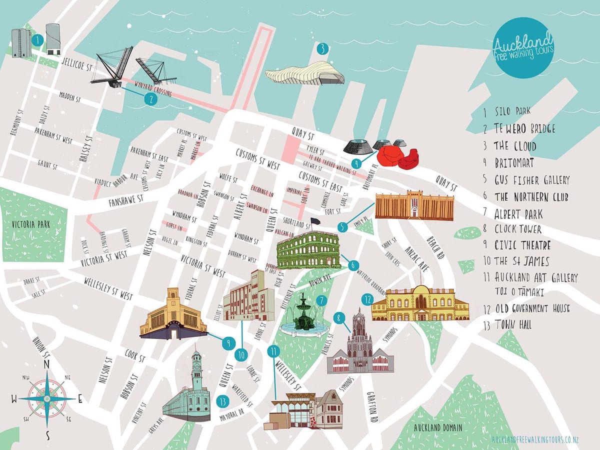 Το Auckland city walks χάρτης