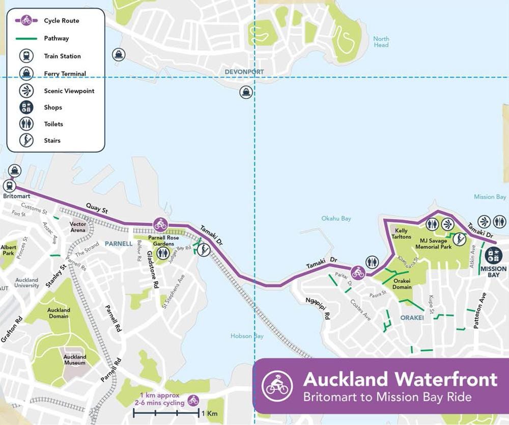 ροζ cycleway Auckland εμφάνιση χάρτη