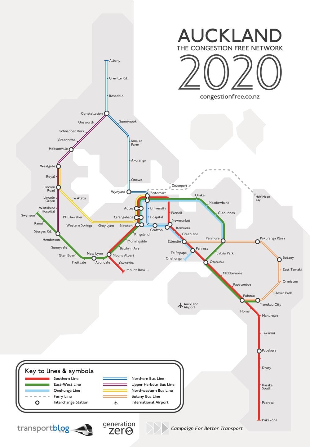 τρένο χάρτη Auckland