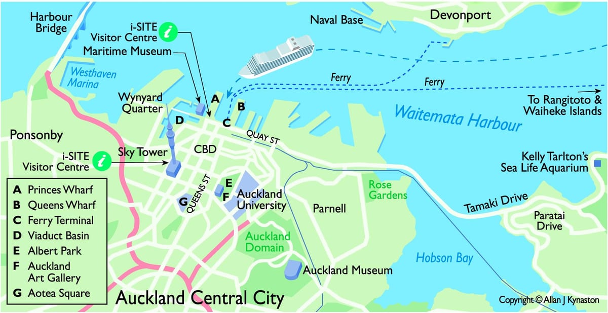 Auckland του κρουαζιερόπλοιου χάρτης