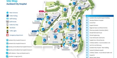Εμφάνιση χάρτη Auckland νοσοκομείο
