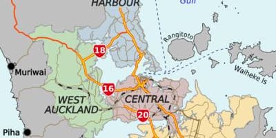 Εμφάνιση χάρτη Auckland περιοχές